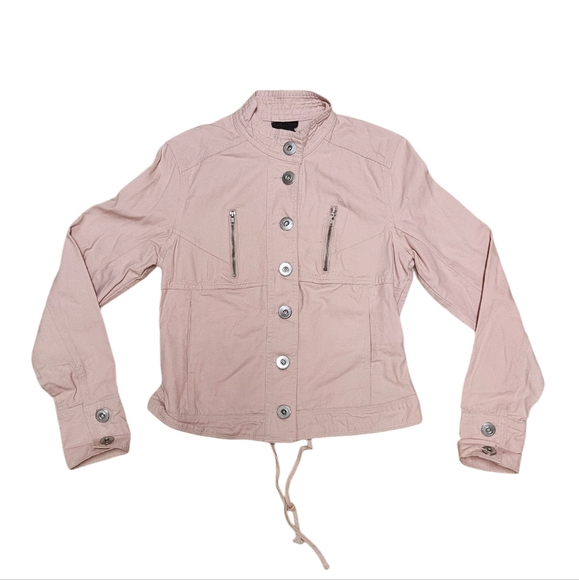Pink Jean Jacket by Andrew & Company Women's Size M Corset Style Rear Adjustment - Picture 1 of 5